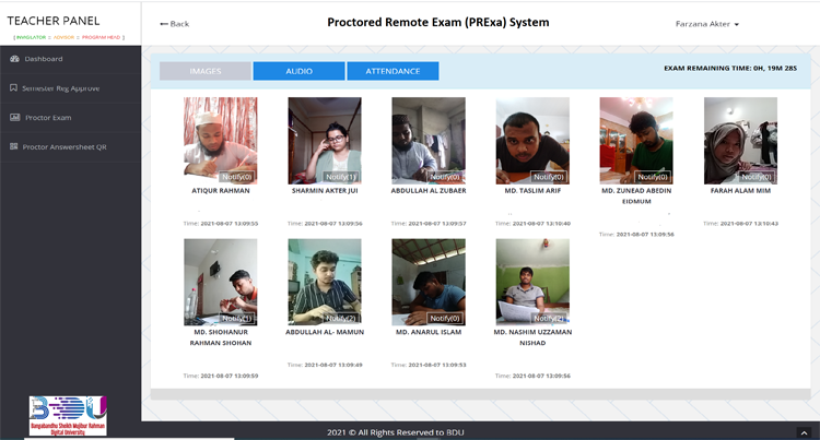 বিডিইউ এর তৈরিকৃত প্রক্টরড রিমোট এক্সাম (PRExa) সফটওয়্যার মাধ্যমে বাংলাদেশে দৃষ্টান্ত স্থাপন